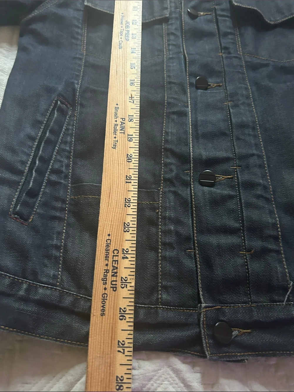 Commune M Men's Raw Dark Denim Jacket  Button-Up 5 Pkts Contrast Stitching